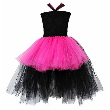 Tutu Dreams 80s Rockstar Costume for Girls Fancy Pop Hot Pink and Black Fluffy Tulle Tutus Birthday Party