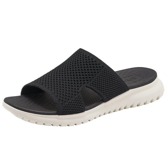 Sandalias Malla Informal Sports Slippers Colchón Gruesas Slip On Sandals Slides Color Sólido Cómodo para Interiores Al Aire Libre