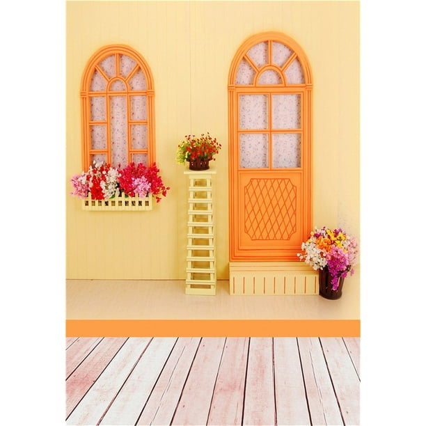 MOHome Baby Background Wooden Floor Photo Studio Props Yellow Photography  Backdrops Children 5x7ft 