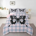 thumbnail image 3 of Homewish Romantic Butterfly Print Bedding Comforter Set, Kawaii Cartoon Animal Twin Comforter Sets, Blue Pink Fashion Buffalo Reversible Bedding Set, Breathable Home Decor, 2 Pieces, 3 of 8