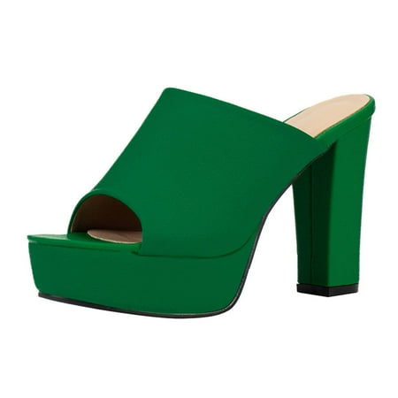 

Stamzod Slippers for Women Summer Fashion Slippers High Heel Chunky Heel Fish Mouth Solid Color Slippers Clearance