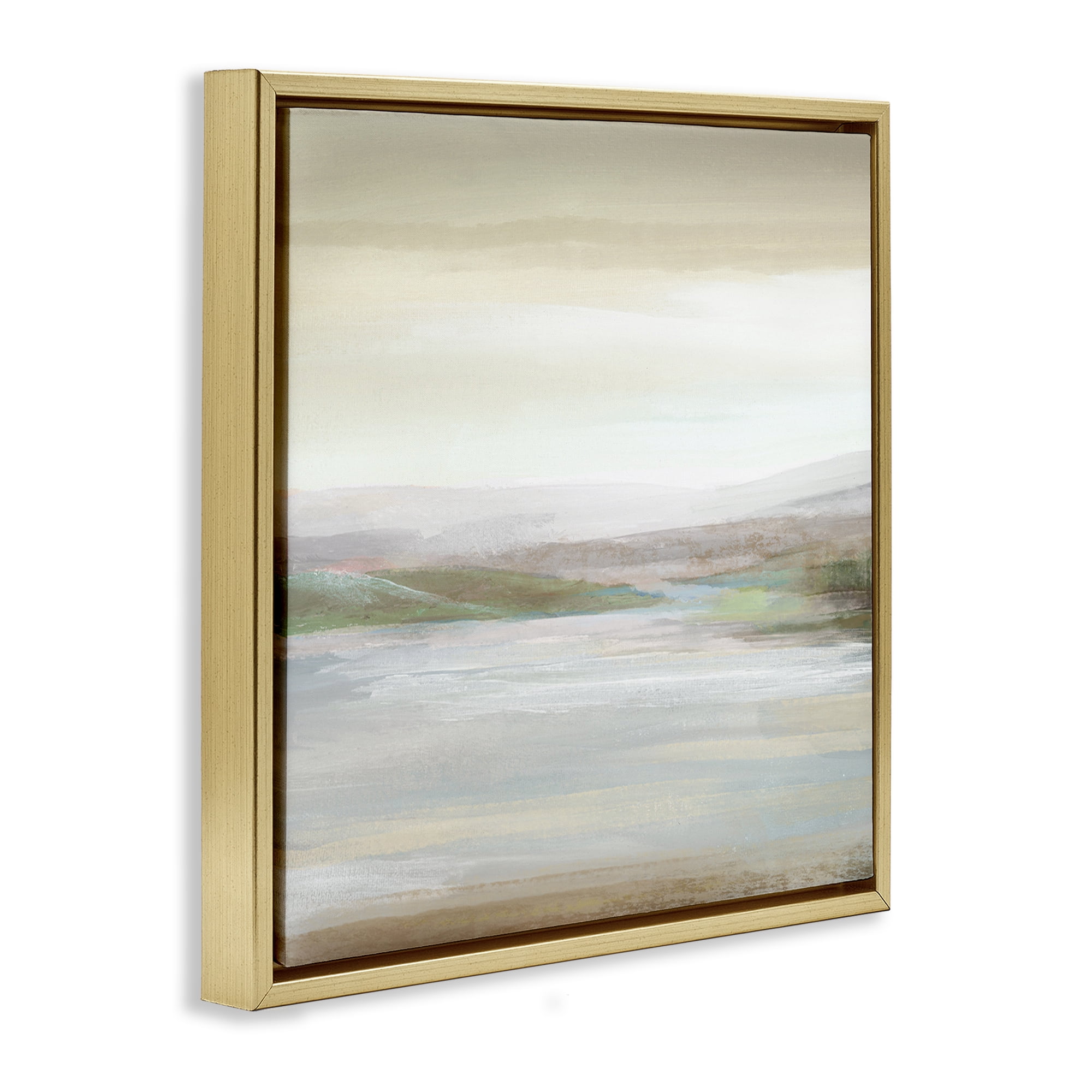 Stupell Industries Calm Atmospheric Landscape Landscape Painting Gold Floater Framed Canvas Art Print Wall Art, 25 x 25