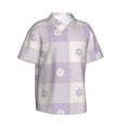 thumbnail image 2 of Balery Floral Purple Buffalo Plaid Print Men's Hawaiian Shirts Short Sleeve Beach Shirt Relaxed Fit Vacation Button Down Shirts-X-Large, 2 of 9