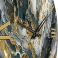 thumbnail image 4 of Designart "Ink On Stone Gold Teal Elegance" Abstract Oversized Wall Clock, 4 of 5