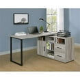 thumbnail image 2 of Pemberly Row Farmhouse Wood L-Shape Office Desk with Storage in Gray, 2 of 8