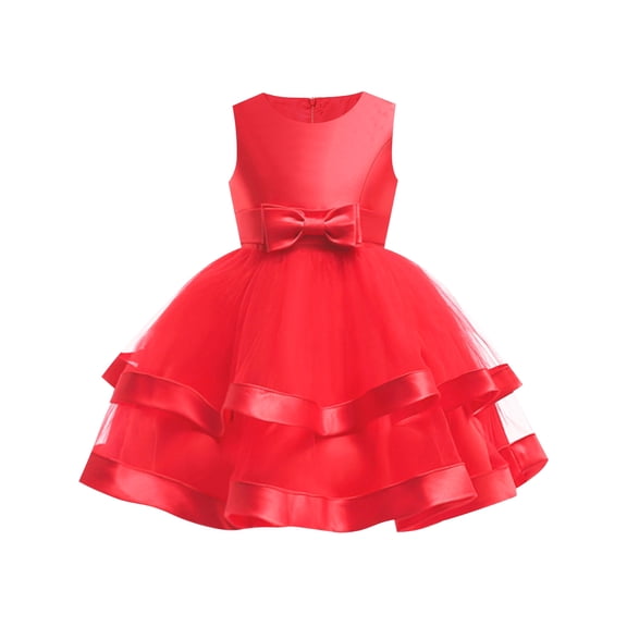 Girls Dress Sleeveless Red Ball Gown Wedding Party Pageant 6 Years