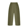 thumbnail image 4 of Women's High Waisted Wide Leg Cropped Pants Casual Summer Loose Fit Ankle Length Palazzo Work Trousers with Pockets, 4 of 6