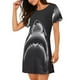 thumbnail image 2 of Fotbe Black And White Shark Bata de Dormir para Mujer con Estampado, Camisón de Algodón de Manga Corta, Ropa de Dormir Casual, 2 of 6