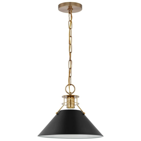 Nuvo Lighting Outpost 1 Light Medium Pendant Matte Black with Burnished Brass