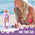 thumbnail image 4 of MUKOKO Glass Water Bottle, 32oz Sports Drinking Tumbler with Silicone Sleeve and Straw, 1 Cup 2 Lids, Purple, 4 of 6
