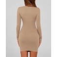 thumbnail image 6 of BTFBM Womens Spring Fashion Long Sleeve Boat Neck Mini Dress Slim Fit Party Club Short Tight Basic Bodycon Dresses, 6 of 8