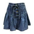 thumbnail image 4 of HXWCHs Denim High Waist A Line Pleated Mini Skirt for Women Casual Summer Versatile Skirt Blue L, 4 of 4