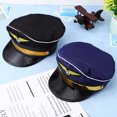 thumbnail image 2 of 2 uds sombreros de capitán piloto sombrero de disfraz de Cosplay sombrero de azafata de avión sombrero de puesta en escena accesorios, 2 of 5
