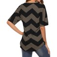 thumbnail image 4 of Hibeli Women Stripes Print Zip Up V Neck Short Batwing Sleeves Summer Tunic Top, 4 of 4