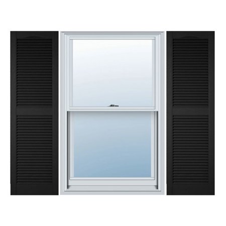 14 1/2 W X 52 H Lifetime Vinyl  Standard Cathedral Top Center Mullion  Open Louver Shutters  W/Installation Shutter-Lok S & Matching Screws (Per Pair)  Black