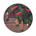 thumbnail image 1 of Christmas Mouse Pad for Computers, Rustic Wooden Backdrop December Old Christmas Noel Time Theme Ribbon Print, Round Non-Slip Thick Rubber Modern Mousepad, 8" Round, Green and Brown, by Ambesonne, 1 of 2