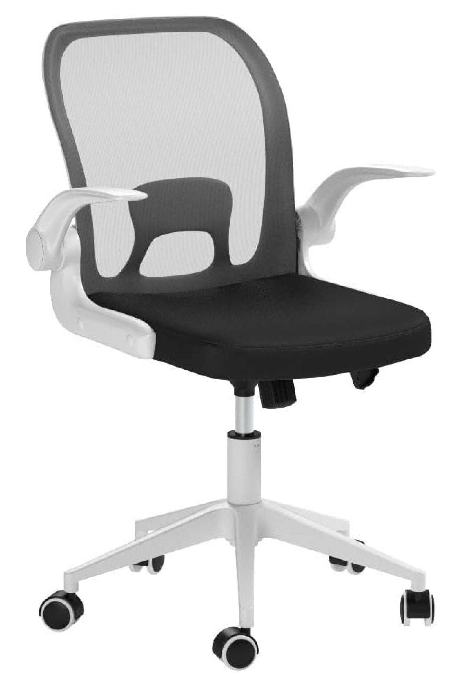 Foldable Office Chair - Home Office Desk Chairs with Wheels and -Up Arms - Ergonomic Backrest Mesh Computer Chair Adjustable Swivel Rolling Home Executive (White)