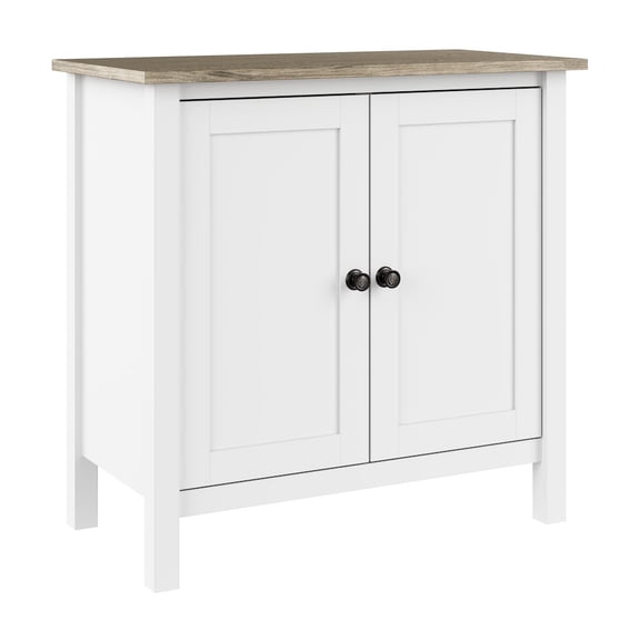 Bush Furniture Mayfield Wood Storage Cabinet with Doors in Shiplap Gray/White