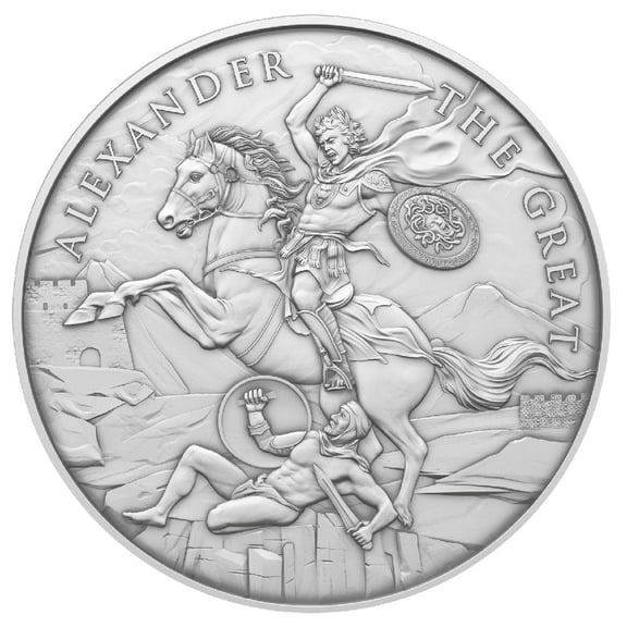 1 Troy oz Alexander the Great Design .999 Fine Silver Round