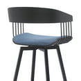 thumbnail image 5 of Armen Living Indoor Athena 27" Swivel Black Wood Counter Stool in Blue Fabric with Black Metal, 5 of 8