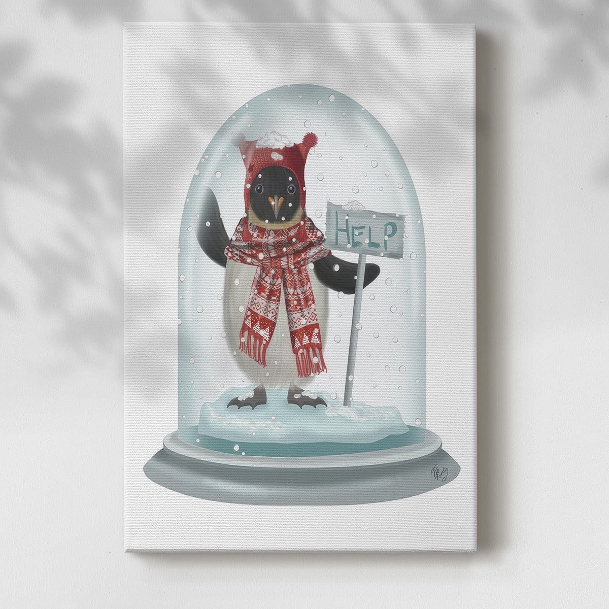 Christmas Penguin Snow Globe- Gallery Wrapped Canvas