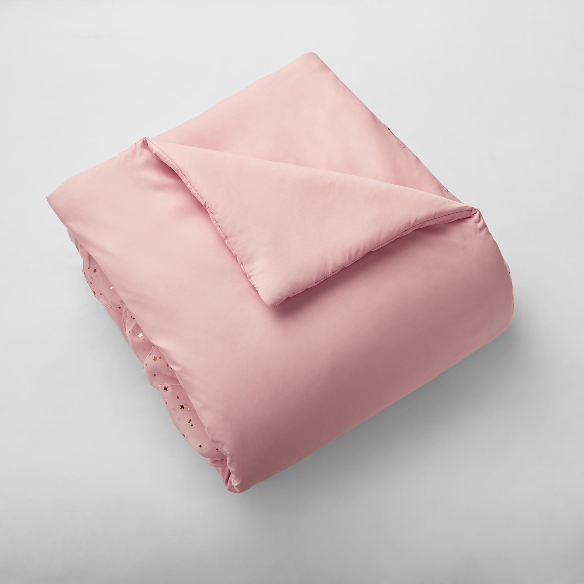 Your Zone Nova Organza Ruffle Layers 2 Piece Comforter and Sham Set, Twin, Blush (Skirt not included)