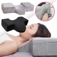 thumbnail image 2 of Ergonomic Eyelash Extension Flannel Pillow with Disposable Covers, Memory Foam Neck Support Cushion for Lash Techs, Professional Makeup Tool & Salon Accessory, Pink/White, 2 of 8