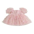 thumbnail image 1 of Robe pour Filles, Décor de Fleurs, Manches Courtes Bouffantes, Nœud au Dos, Robe Trapèze, Robe d'Été pour Concours et Fête, Robe de Princesse, 1 of 6