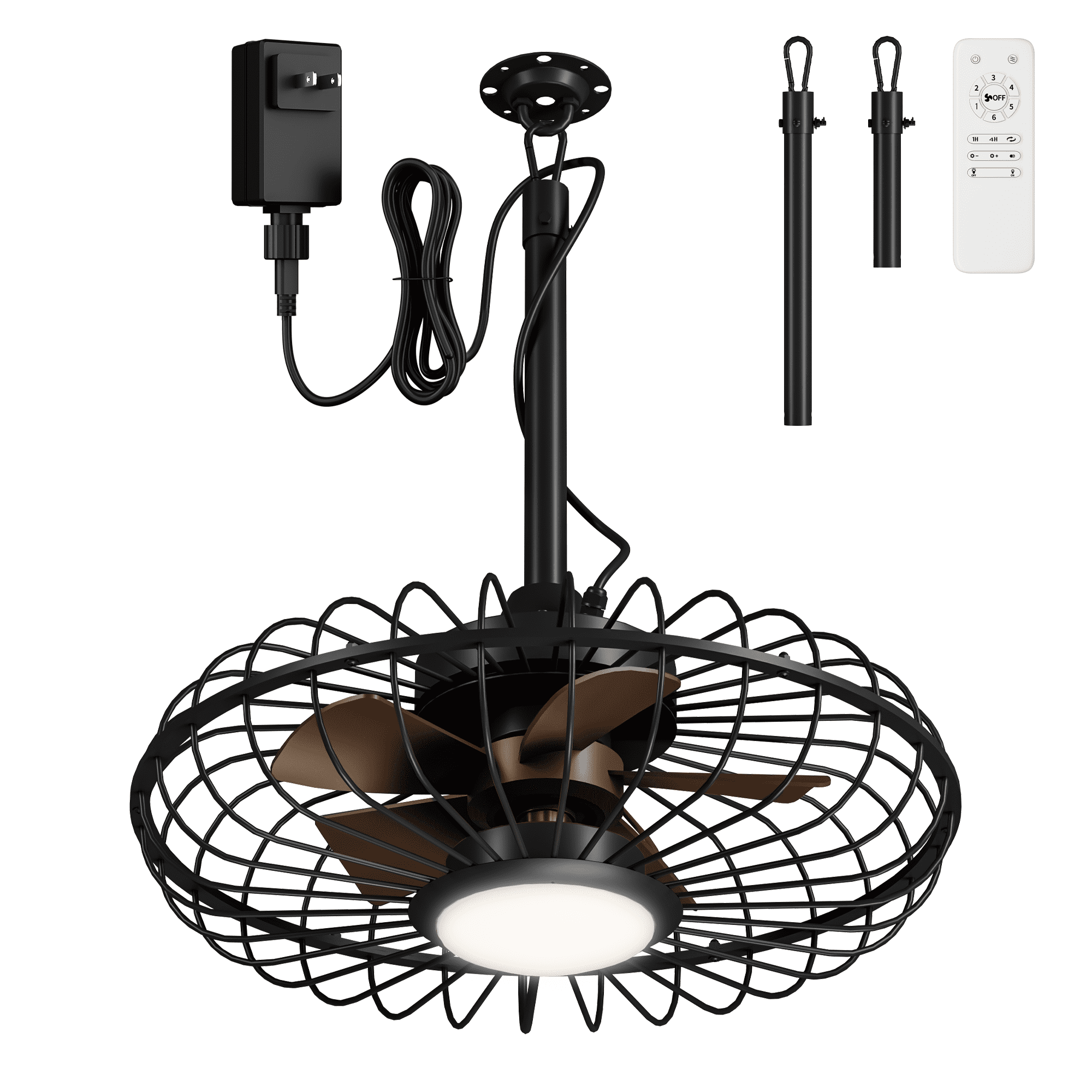 UrbanSync 20" Outdoor Ceiling Fan with Light with Remote, 6 Speeds & Timer, 3CCT Dimmable LED, IP65 Waterproof, for Kitchen, Bedroom, Outdoor,Round