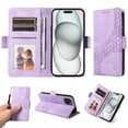 thumbnail image 1 of Funda GANGXUN para iPhone 15 Plus con diseño acolchado elegante, cuero PU, protección total y ajuste preciso, 1 of 5