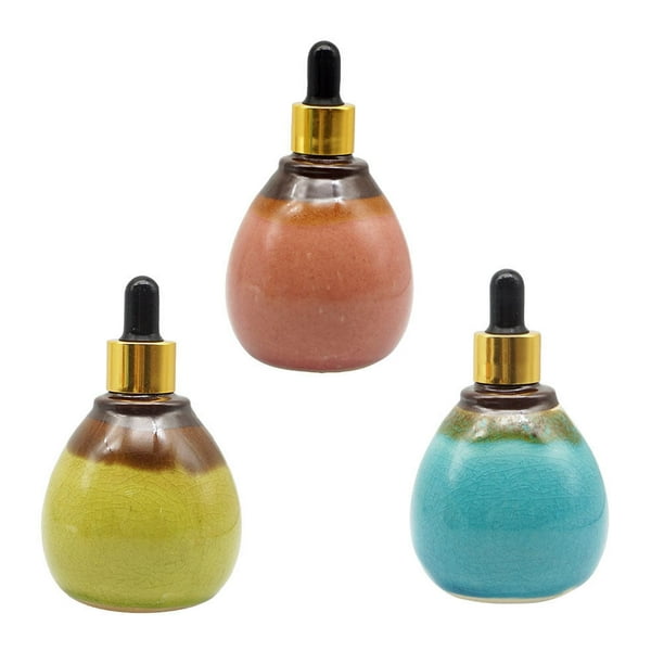 FELTECHELECTR 3 botellas de cerámica rellenables con gotero para aceites esenciales de 50 ml.