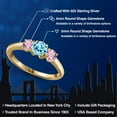 thumbnail image 2 of Gem Stone King 18K Yellow Gold Plated Silver Blue Apatite and Pink Lab Grown Diamond Engagement Ring for Women | 1.00 Cttw | Round 5MM | Gemstone Birthstone | Size 8, 2 of 6