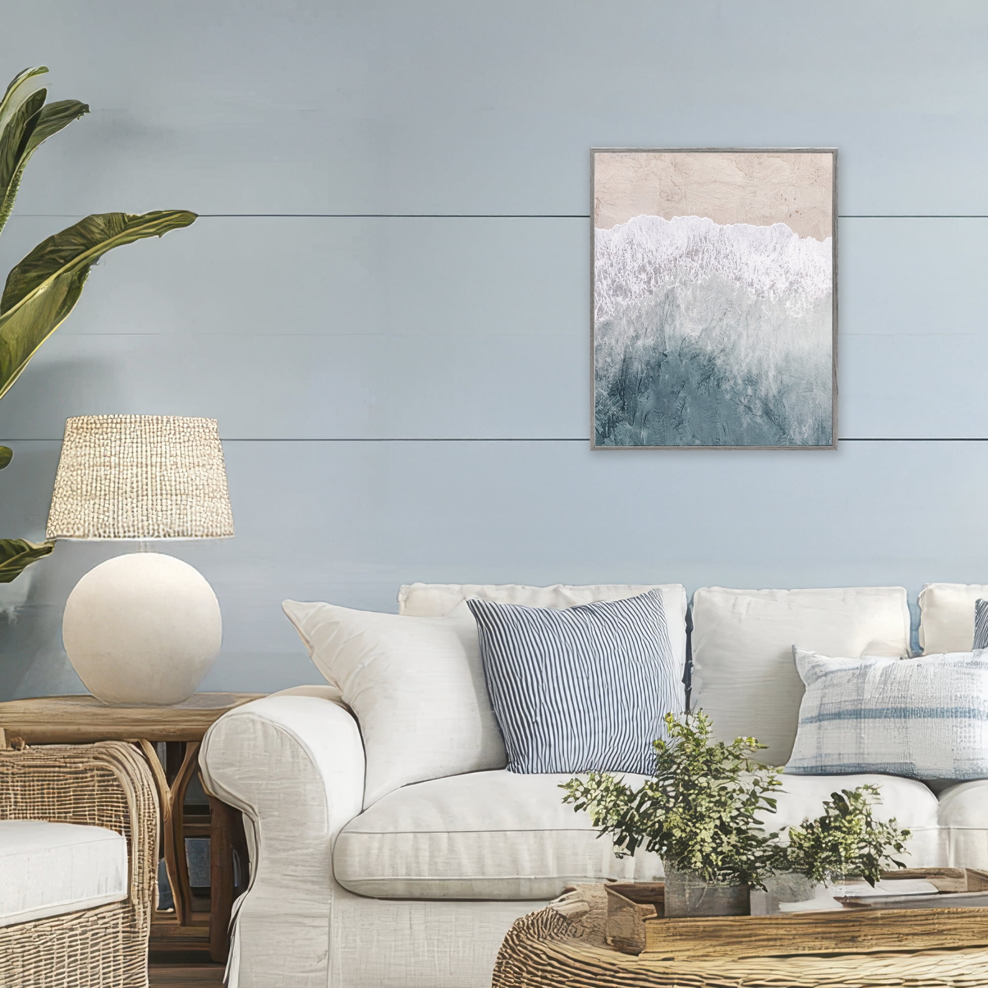 Stupell Industries Beach Top Shore Gray Framed Giclee Art, design by Kim Allen