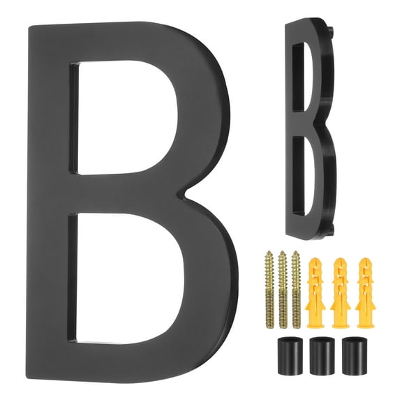Uxcell 6" Acrylic Modern Floating House Letters for Outside Address(Letter B, Black)