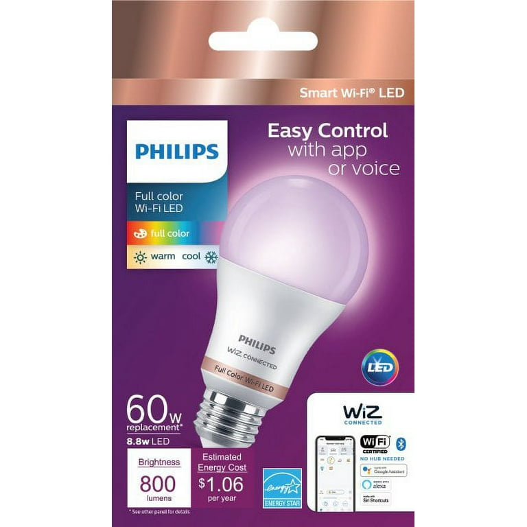 Philips Smart LED 60-Watt A19 General Purpose Light Bulb, Frosted Color &  Tunable White, Dimmable, E26 Medium Base (1-Pack) 