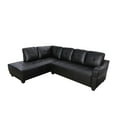 thumbnail image 2 of Hommoo Semi PU Synthetic Leather L-Shaped Couch Living Room Furniture Set, Modern 4-Seat Couch Sofa Set, Sectional Sofa Chaise Lounge for Home, Apartment, Dorm, Black(No Ottoman), 2 of 7