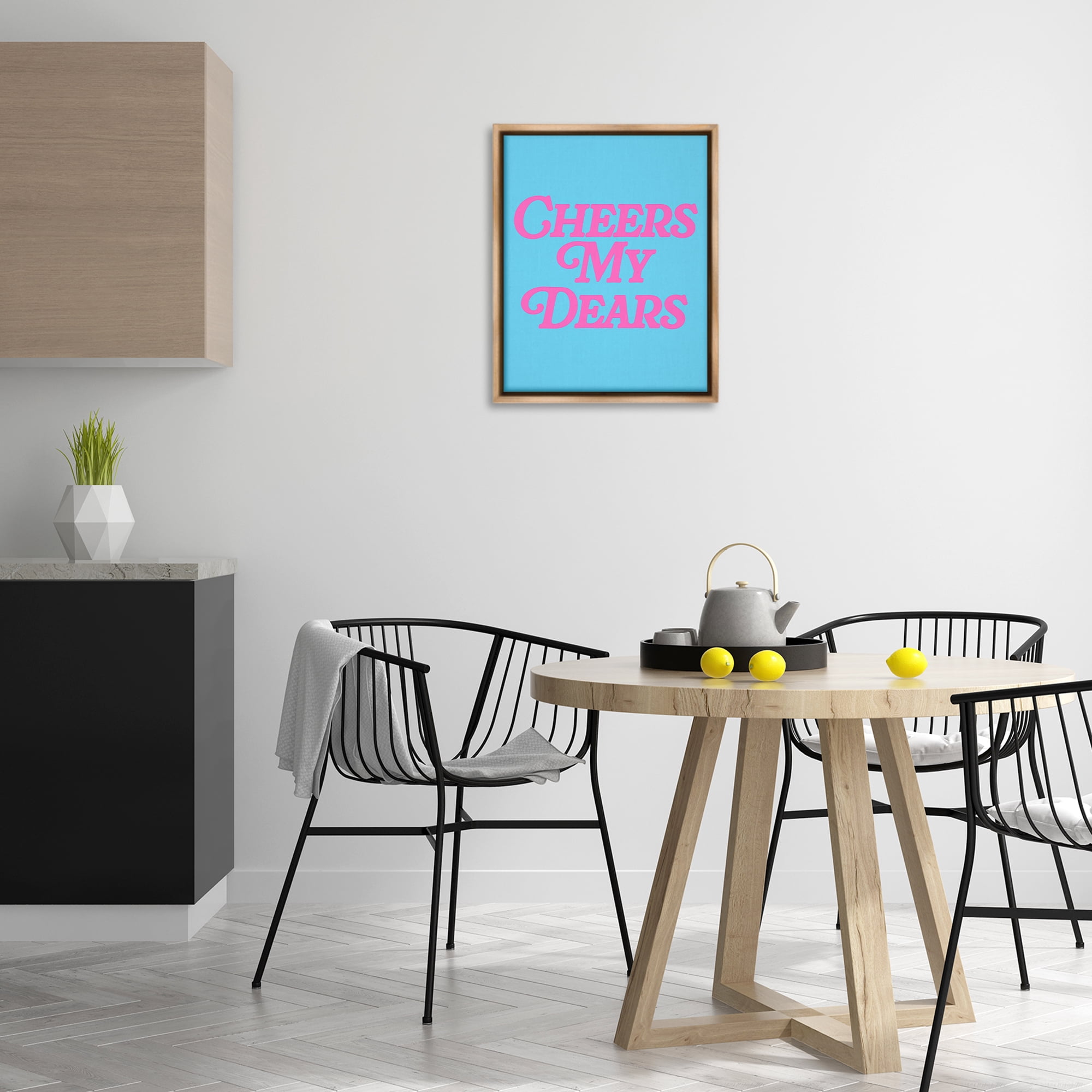 Stupell Industries Cheers My Dears Food & Beverage Painting Brown Floater Framed Canvas Art Print Wall Art, 17 x 21
