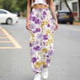 thumbnail image 5 of Endives Womens Linen Pant 3D Floral Print High Waisted Summer Wide Leg Pant Casual Trousers Beach Vacation Outfits, 5 of 8