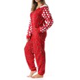 thumbnail image 6 of TBKOMH Christmas Onesie Hooded Pajama Plush Jumpsuit Candy Cane Print Costume Long Sleeve Full Body One Piece Loungewear for Adult Cozy Flannel Holiday Sleep Red L, 6 of 6