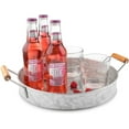 thumbnail image 2 of Royalty Art Rustic Serving Tray, Large Round Metal Base with Wood Carry Handles, Galvanized Steel, Vintage Farmhouse Decoration for Modern Homes or Kitchens, 2 of 2