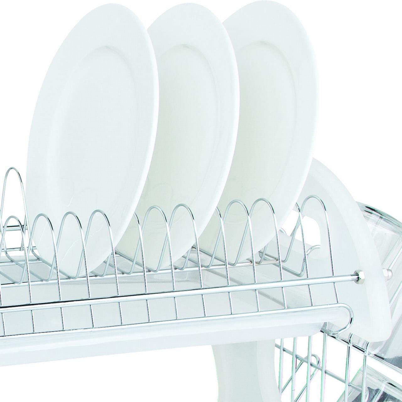 Room Essentials White Plastic Dish Drainer with Solid Bottom Base