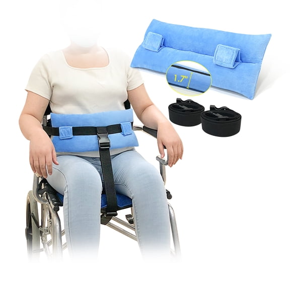 Wheelchair Seat Belt Safety Straps Elderly Wheelchair Chest Harness Adult Medical Hospital Restraints Chair Seat Belt to Prevent Sliding for Patients, Seniors (2 in 1 - Blue)