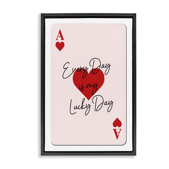 Stupell Industries Lucky Day Card Design Entertainment Painting Black Floater Framed Canvas Art Print Wall Art, 17 x 25
