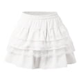 thumbnail image 5 of ZHOGXU Women'S Skirt Summer Elastic Waist Solid Color A Line Lace Trim Fashion Comfortable Mini Tutu Skirt For Everyday Wear,White,Xl, 5 of 5