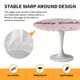 thumbnail image 2 of Elastic Fitted Round Tablecloth, Happy Birthday Waterproof Stretch Table Cover for 55"-60" Tables, Pink Modern Abstract Art Washable Outdoor Tablecloths for Patio, Picnic, Camping, 2 of 9