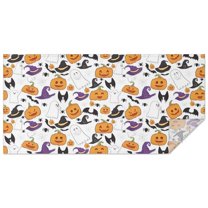 Cute Halloween Icons Repeat Pattern Rectangle Tablecloth 60"x120",Waterproof Polyester Rectangle Table Cloth, Wipeable Spillproof Polyester Tablecloth for Dining, Camping, Indoor and Outdoor