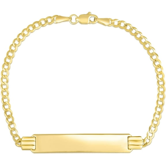 Floreo 10k Yellow Gold 3mm Custom Solid Curb Engrave ID Link Bracelet