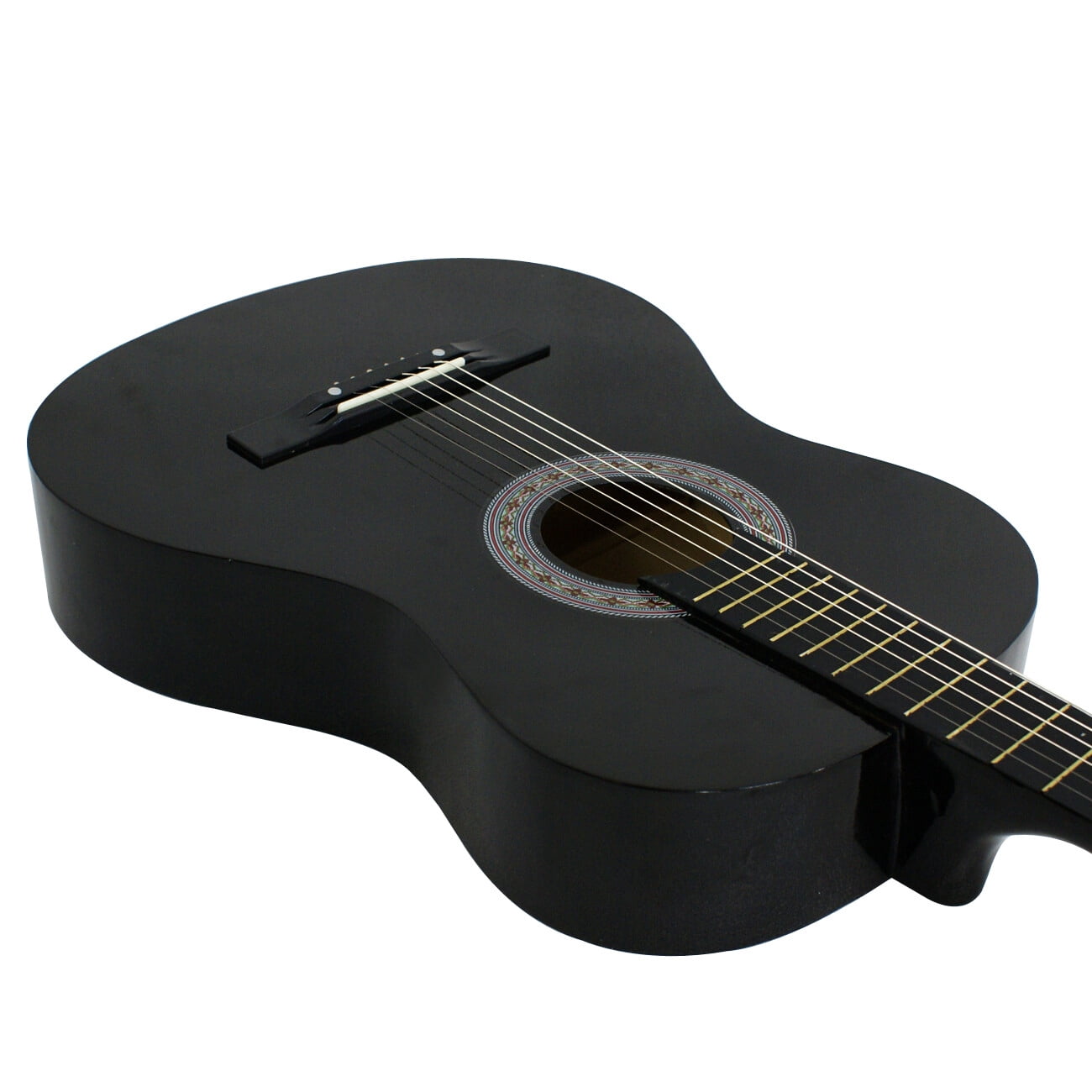 ZenSports 38-in Kids Beginner Acoustic Guitar Starter Kit 6 Strings W/Case, Strap, Tuner, Pick - Black