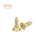 thumbnail image 3 of Unique Bargains 50Pack M4 x 10mm Brass Slotted Drive Flat Head Wood Screws Self Tapping Screw, 3 of 6