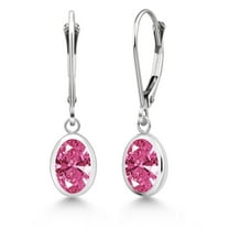 Gem Stone King 925 Sterling Silver Pink Zirconia Drop Dangle Leverback Earrings for Women (2.42 Cttw, Gemstone, Oval 8X6MM)